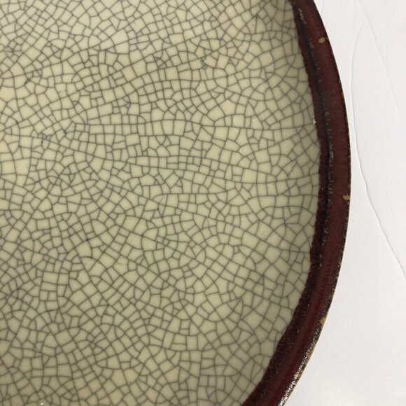 Pier 1 Crackle Collection Vintage 1990s Pottery Large‎ Brick Red Beige Plate - Picture 5 of 12